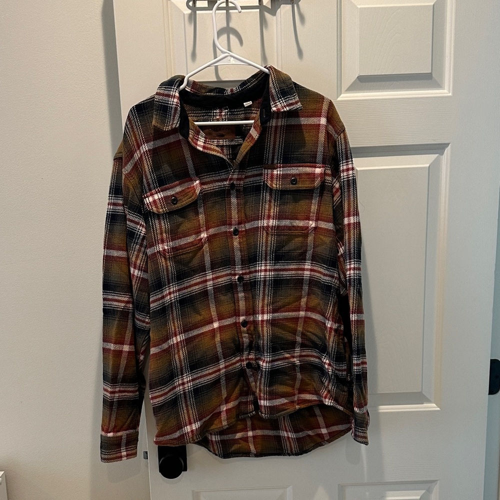 Orvis Brown and Red Plaid Shirt Jacket